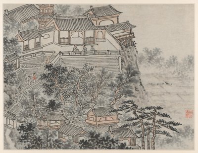 Douze vues de la colline du Tigre, Suzhou : La Terrasse des Cinq Sages, après 1490 - Shen Zhou