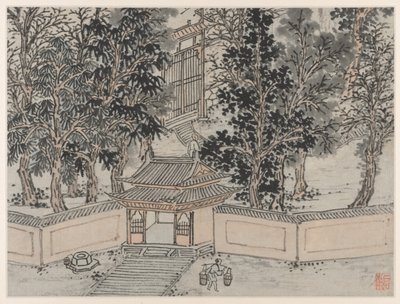 Douze Vues de la Colline du Tigre, Suzhou : Source du Vol du Tigre à la Porte Arrière - Shen Zhou