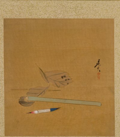 Pinceau, support et feuilles - Shibata Zeshin