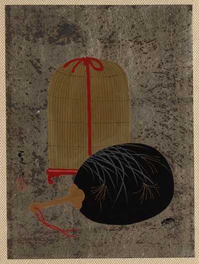 Éventail et cage à insectes - Shibata Zeshin