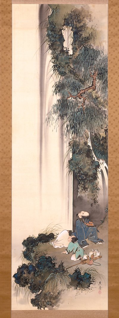 Li Bai regardant une cascade - Shibata Zeshin