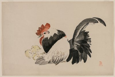 Coq, poule et poussins, vers 1880 - Shibata Zeshin