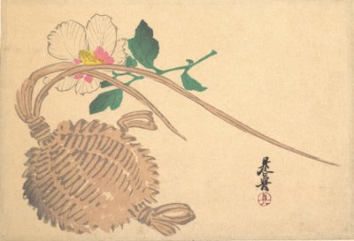 Panier en paille pour poisson et fleur Mokuge, vers 1875 - Shibata Zeshin