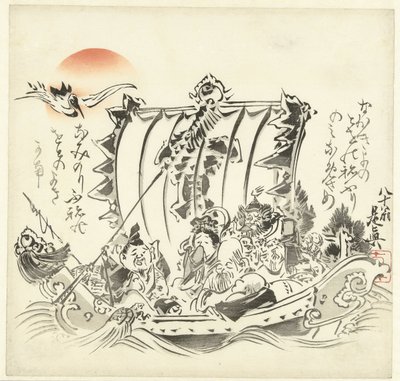 Sept dieux de la chance malades en mer - Shibata Zeshin