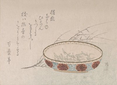Branche de fleurs de prunier et bol, 19ème siècle - Shinsai
