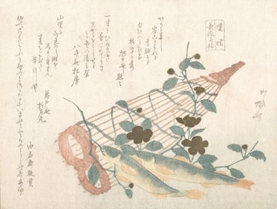 Douces poissons de la rivière Nagara, avec paniers et fleurs - Shinsai