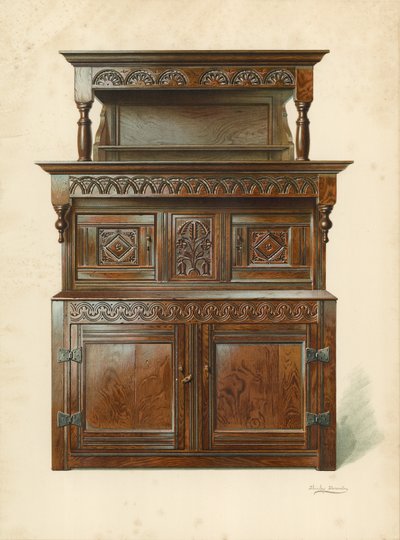 Buffet de cour en chêne (Tridarn), propriété de H Clarence Whaite - Shirley Charles Llewellyn Slocombe