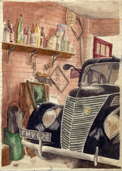 Voiture dans un garage, vers 1950 - Shirley Markham