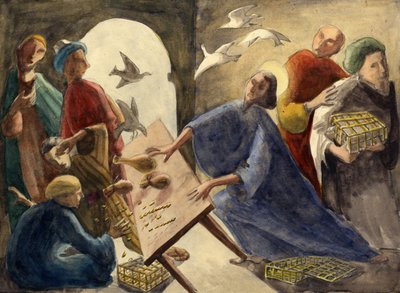 Christ chassant les marchands du temple - Shirley Markham