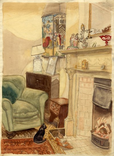 Scène au coin du feu, vers 1950 - Shirley Markham