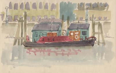 Quai flottant sur la Tamise à Londres, vers 1950 - Shirley Markham