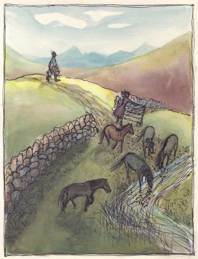 Chevaux buvant - Shirley Markham