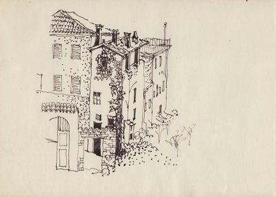Maison avec toit mansardé, Italie, vers 1950 - Shirley Markham