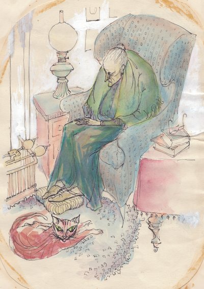 Vieille femme et chat, 1951 - Shirley Markham