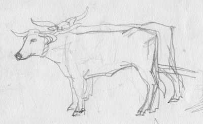 Bœufs et charrette, XIIe siècle, vers 1950 - Shirley Markham