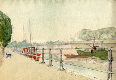 Promenade au bord de la rivière, vers 1950 - Shirley Markham