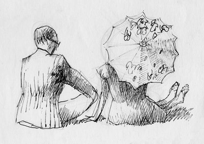 Couple assis de dos, vers 1950 - Shirley Markham