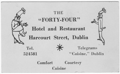 Carte du restaurant The Forty-Four, vers 1955 - Shirley Markham