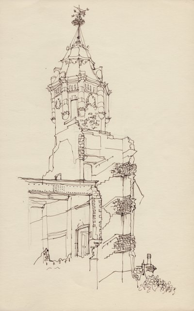 Tourelle de bâtiment en ruine, vers 1950 - Shirley Markham