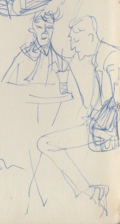 Deux hommes à une table de café, vers 1950 - Shirley Markham