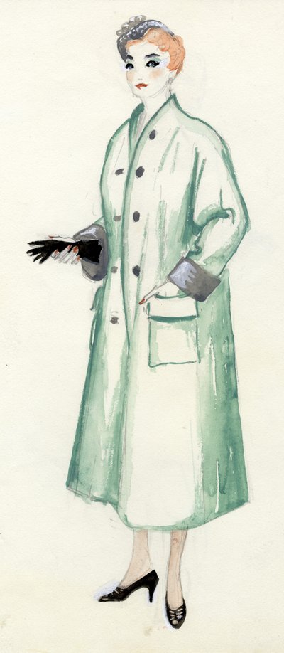 Femme en manteau vert, vers 1950 - Shirley Markham