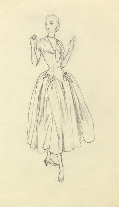 Femme en robe à taille étroite, vers 1952 - Shirley Markham