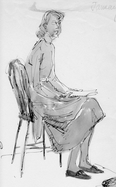 Femme assise sur une chaise, vers 1950 - Shirley Markham