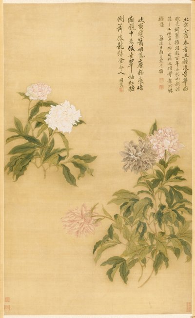 Pivoines, rouleau suspendu - Shouping Yun