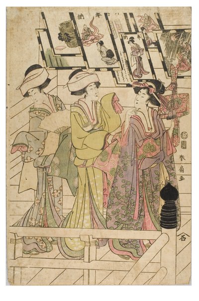 Visite à un sanctuaire - Shunsen Katsukawa