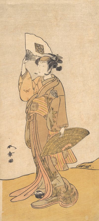 Nakamura Matsue II en femme debout sur une colline, 1773 - Shunsho
