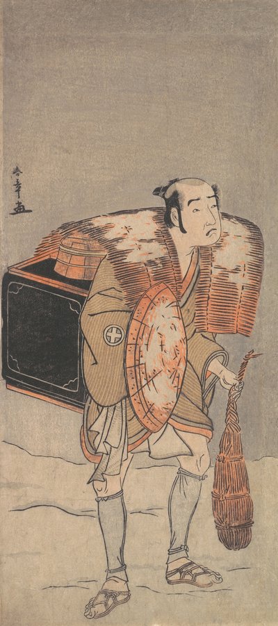Otani Tomoemon en colporteur traversant la neige - Shunsho