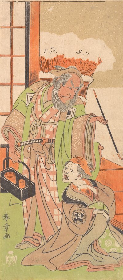 Scène du deuxième acte du drame Kawaranu Hana Sakae Hachinoki, 12ème mois, 1769 - Shunsho