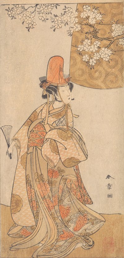 Segawa Tomisaburo dans le rôle de Musume Dojoji dans Hanagatami Kazaori Eboshi, février 1774 - Shunsho