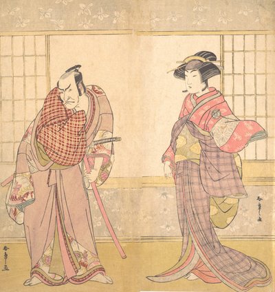 Le cinquième Ichikawa Danjuro en homme debout dans une pièce - Shunsho