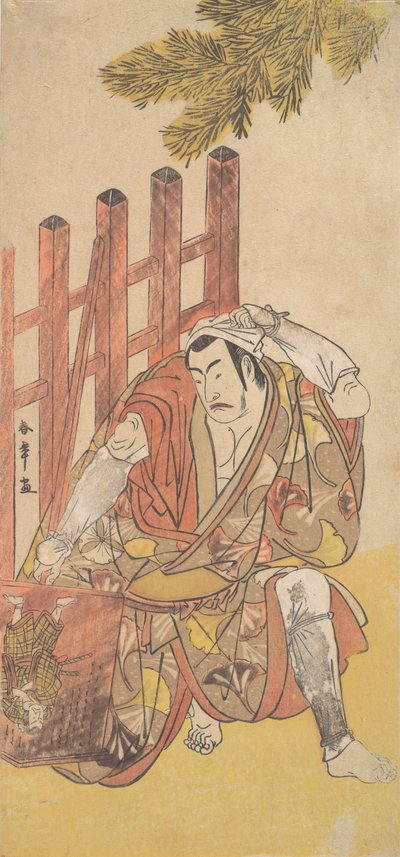 Le Quatrième Matsumoto Koshiro en hors-la-loi regardant un Ninsogaki en bois, vers 1779-83 - Shunsho