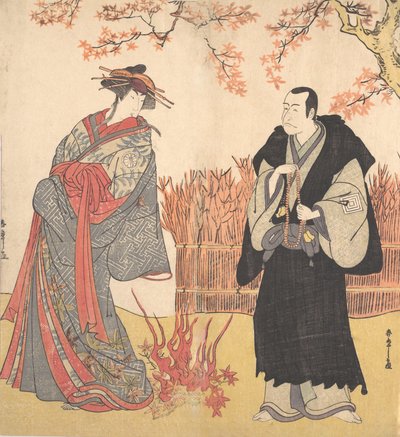 Le Deuxième Segawa Tomisaburo en tant que Grande Courtisane Debout dans une Chambre, vers 1785 - Shunsho