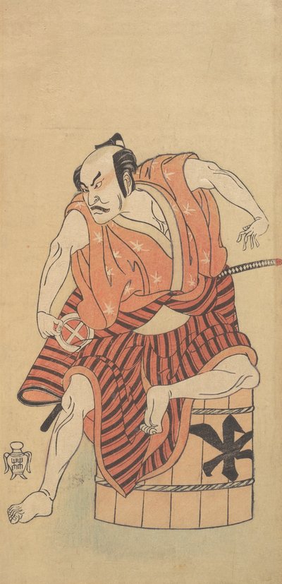 Le troisième Otani Hiroemon en otokodate assis sur une cuve inversée, 1768 ou 1769 - Shunsho