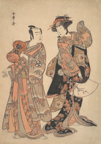 Le troisième Segawa Kikunojo en tant que Ochiyo et Bando Mitsugoro en tant que Hanbei, 5ème mois, 1781 - Shunsho
