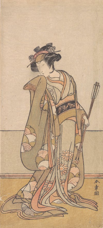 Le troisième Segawa Kikunojo en femme marchant vers la droite, 1774 ou 1775 - Shunsho