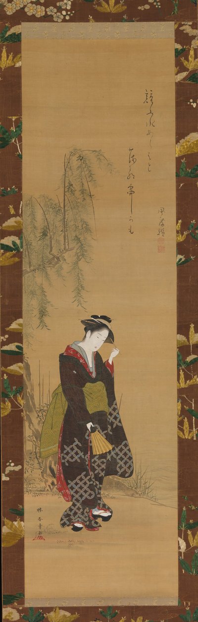 Femme sous un saule, 18ème siècle - Shunsho
