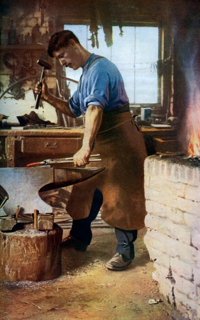 Forgeron au travail, Angleterre, vers 1922 - Sidney H Nicholls