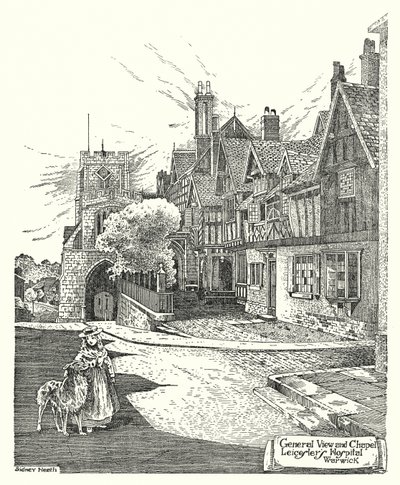 Vue Générale et Chapelle, Hôpital de Leicester, Warwick - Sidney Heath