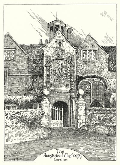 Les hospices de Hungerford, Corsham (gravure) - Sidney Heath