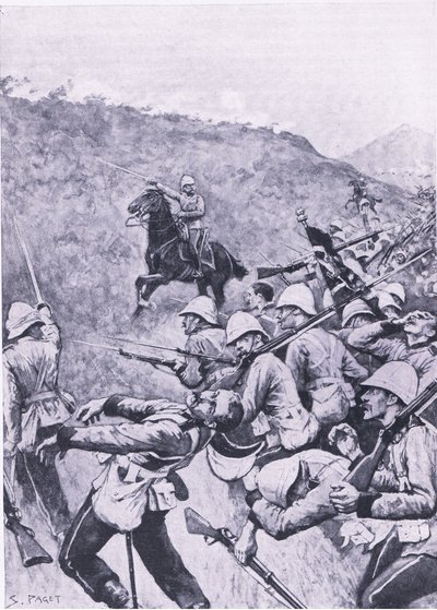 Langs Nek, 28 janvier 1881 (1ère guerre des Boers), illustration de British Battles on Land and Sea, 1915 - Sidney Paget