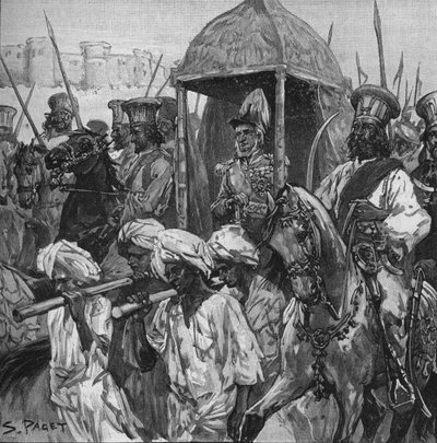 Napier, en uniforme complet, porté dans Hyderabad dans un magnifique palanquin, 1902 - Sidney Paget