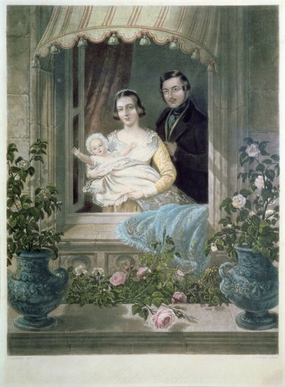 Reine Victoria, prince Albert et bébé au château de Windsor - Siegfried Detler Bendixen