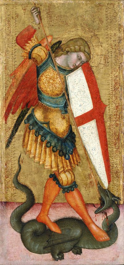 Saint Michel et le Dragon - Sienese School of the 14th century