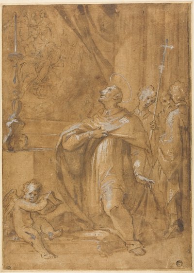 Saint Charles Borromée adorant une image de la Nativité de la Vierge - Sigismondo Caula