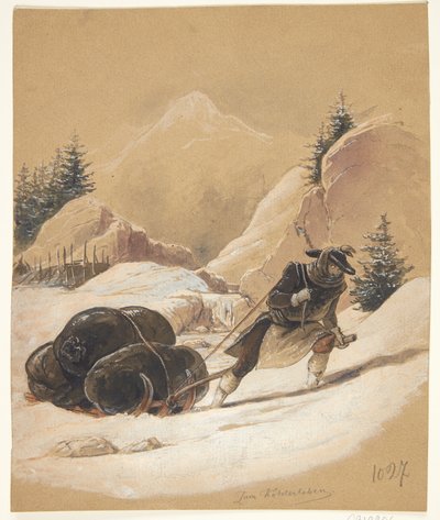 Homme avec traîneau - Sigmund Ferdinand Ritter von Perger