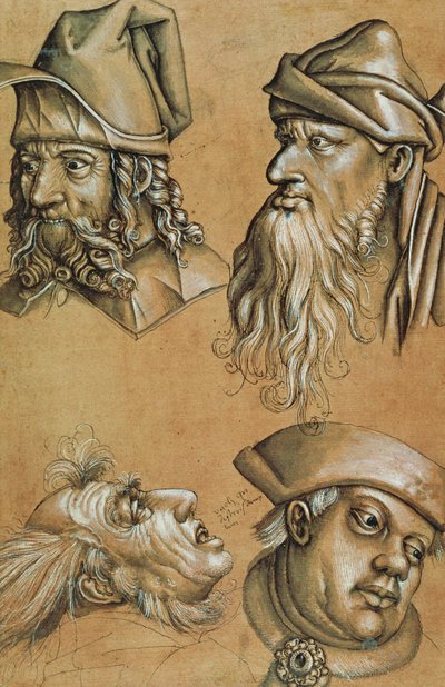 Études de quatre têtes pour une série de la Passion - Sigmund Holbein